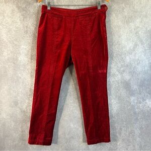 Anthropologie The Essential Slim Pants Women 8P Red Velvet Preppy 32x24 Side Zip